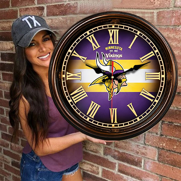 Minnesota Vikings Wooden Wall Clock