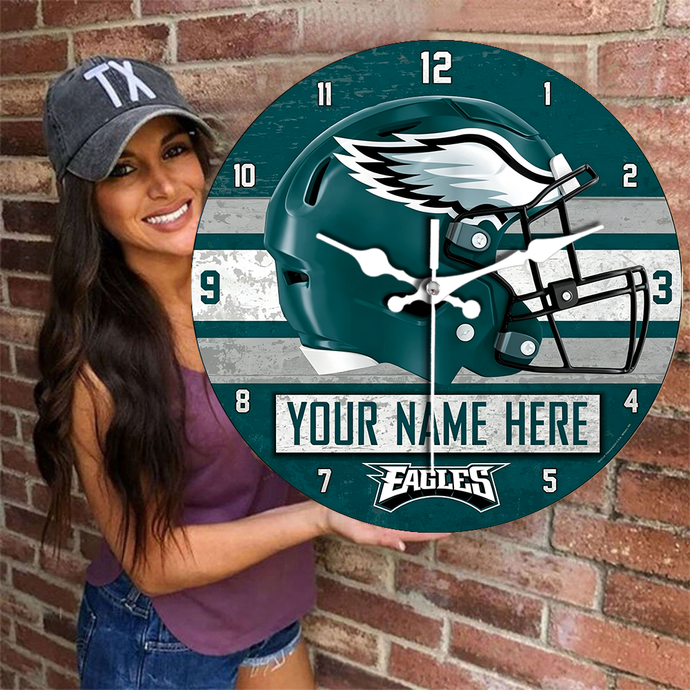 Philadelphia Eagles Personalized Custom Round Wall Clock