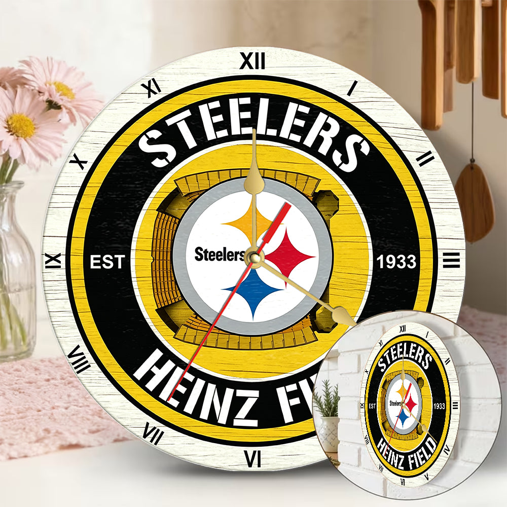 Personalized Custom Pittsburgh Steelers Wooden Wall Clock