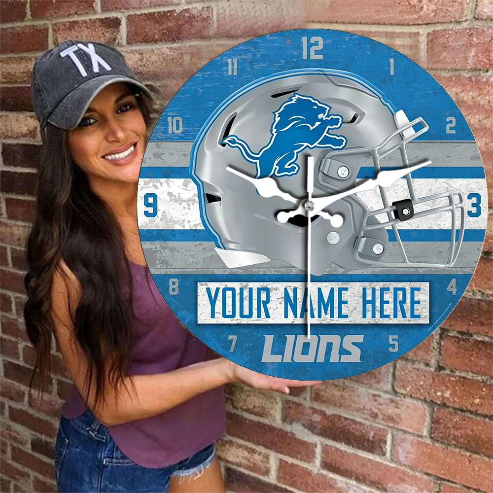 Detroit Lions Personalized Custom Round Wall Clock