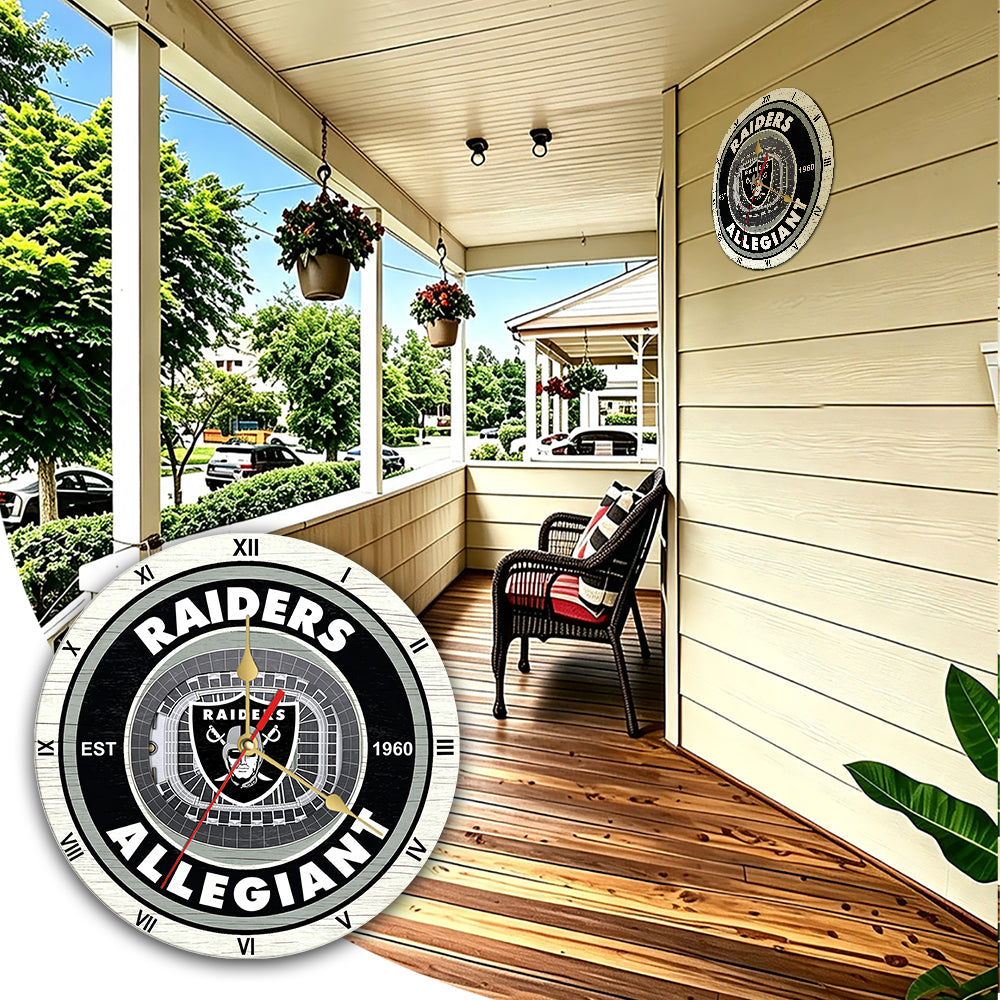 Personalized Custom Las Vegas Raiders Wooden Wall Clock