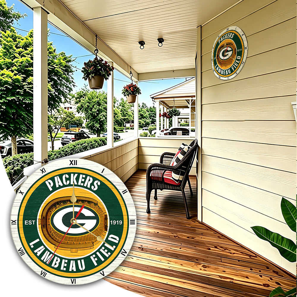 Personalized Custom Green Bay Packers Wooden Wall Clock