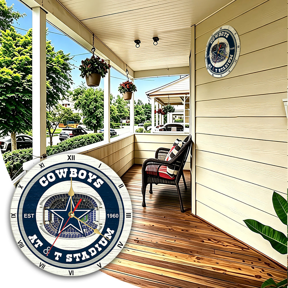 Personalized Custom Dallas Cowboys Wooden Wall Clock