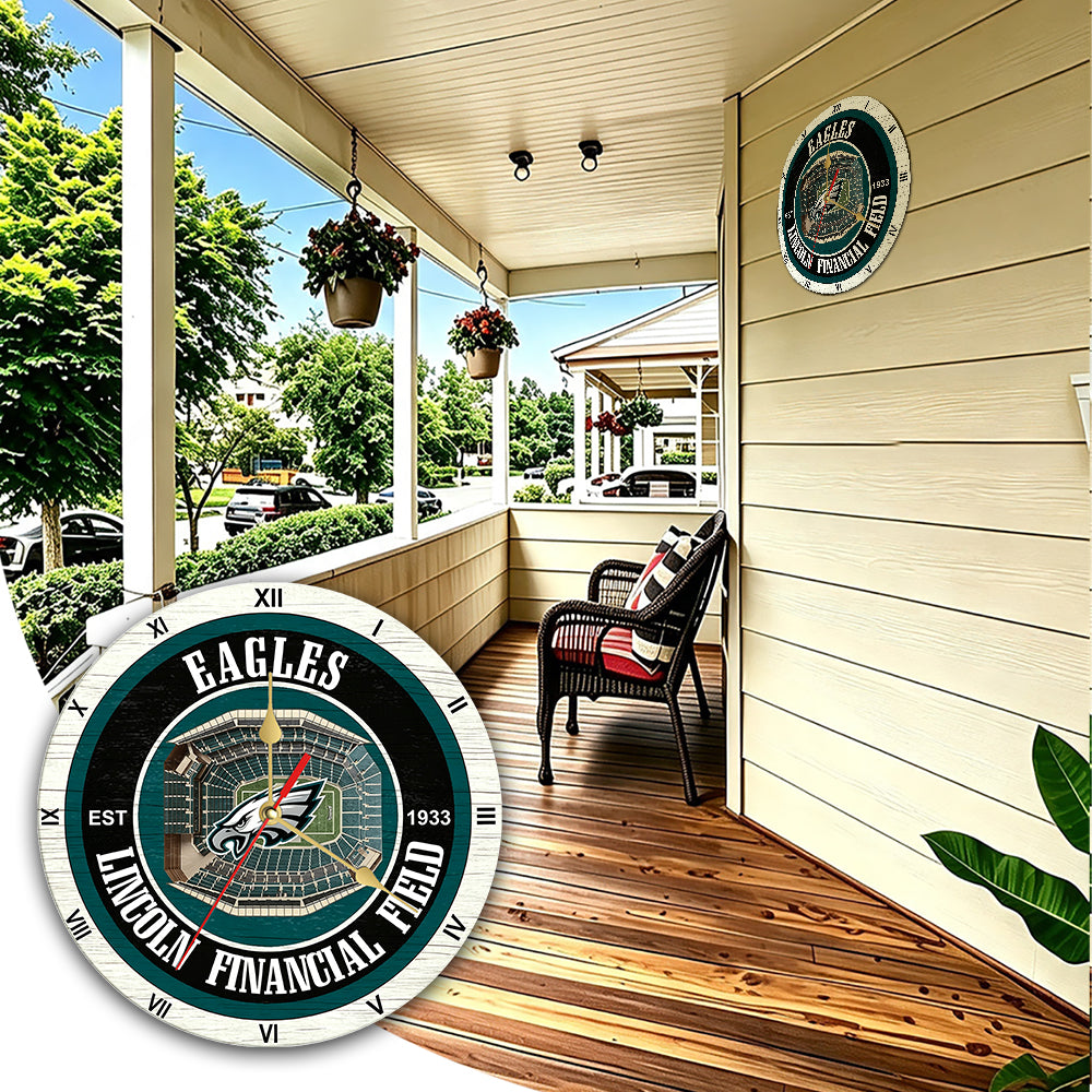 Personalized Custom Philadelphia Eagles Wooden Wall Clock