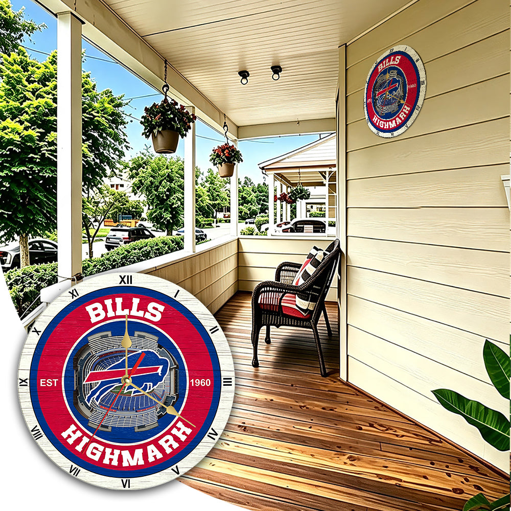 Personalized Custom Buffalo Bills Wooden Wall Clock