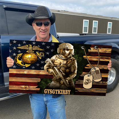 Personalized Female Soldier Wood Military Flag Board