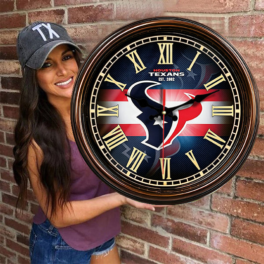Houston Texans Wooden Wall Clock