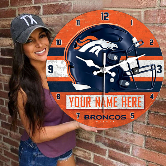 Denver Broncos Personalized Custom Round Wall Clock