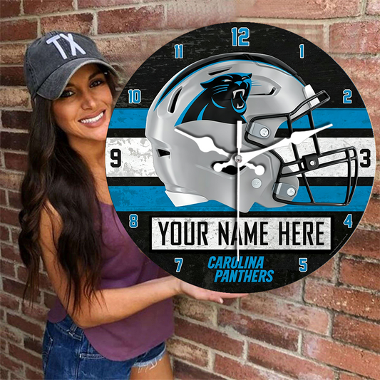 Carolina Panthers Personalized Custom Round Wall Clock