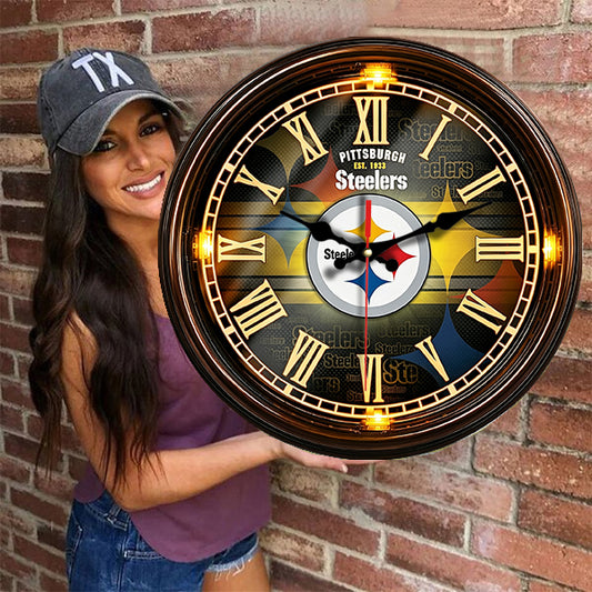 Pittsburgh Steelers Wooden Wall Clock