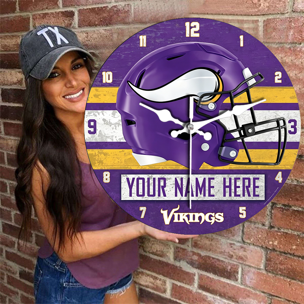 Minnesota Vikings Personalized Custom Round Wall Clock