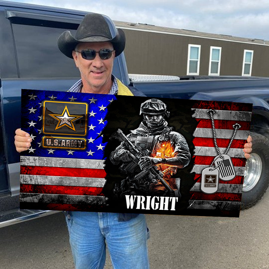 🔥2026 Hot Sale 🔥Personalized Custom Military Wooden Flag Board Veteran Gift