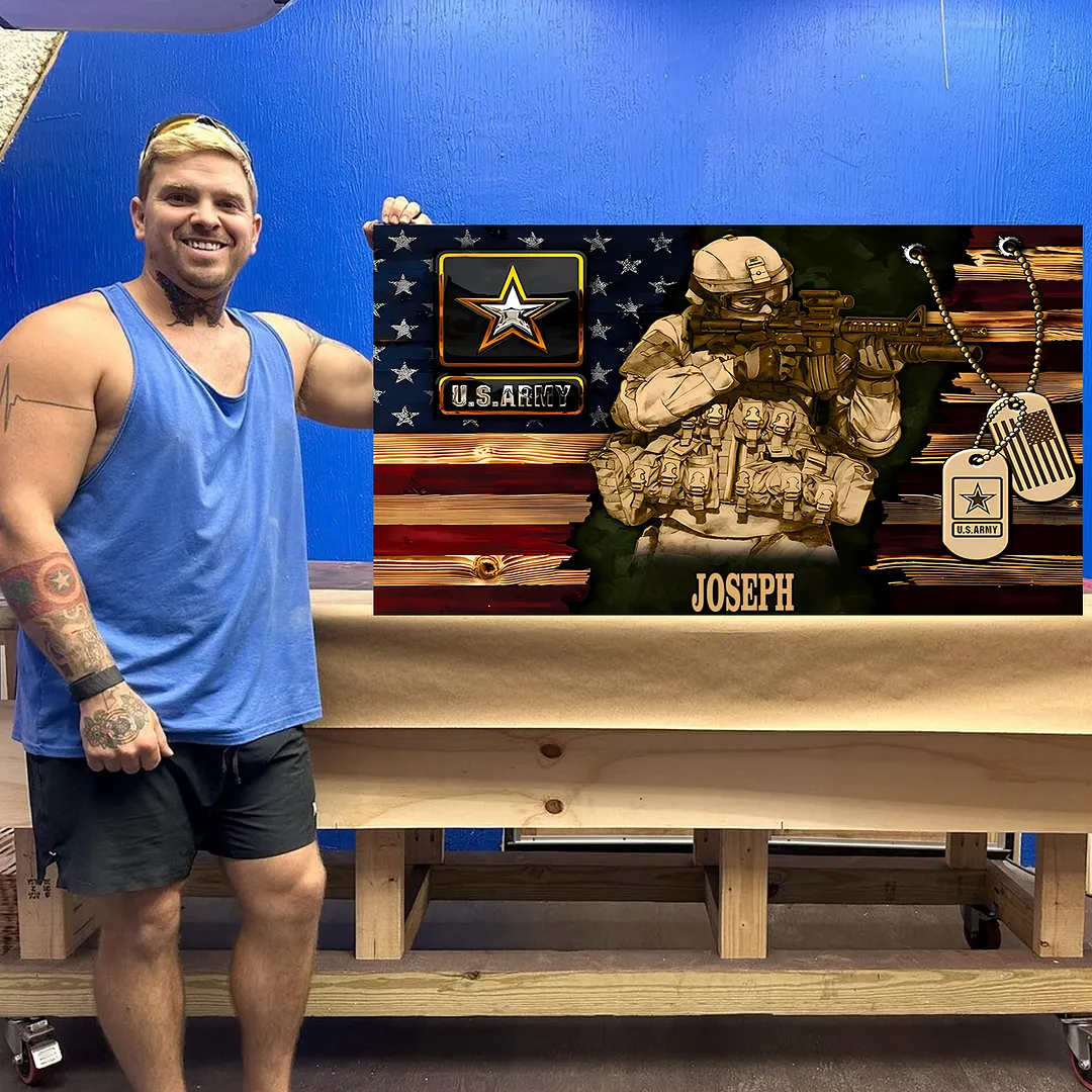 Personalized Wood Military Soldier Flag Board