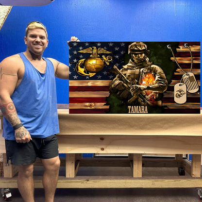 Personalized Wood Military Soldier Flag Board