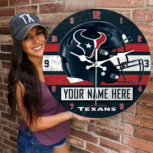 Houston Texans Personalized Custom Round Wall Clock