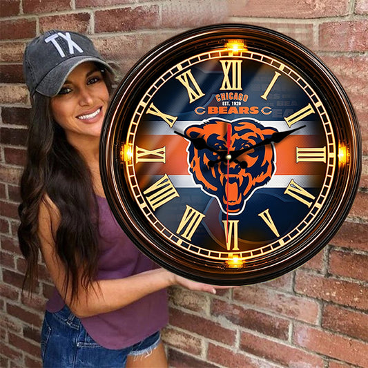Chicago Bears Wooden Wall Clock