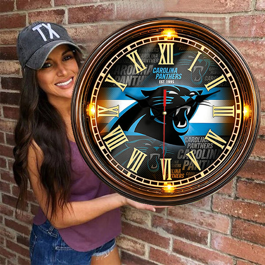 Carolina Panthers Wooden Wall Clock
