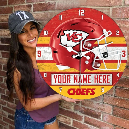 Kansas City Chiefs Personalized Custom Round Wall Clock