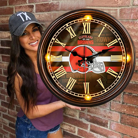 Cleveland Browns Wooden Wall Clock