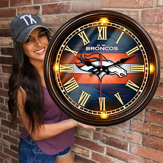 Denver Broncos Wooden Wall Clock