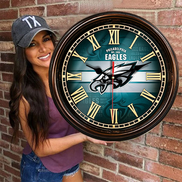 Philadelphia Eagles Wooden Wall Clock