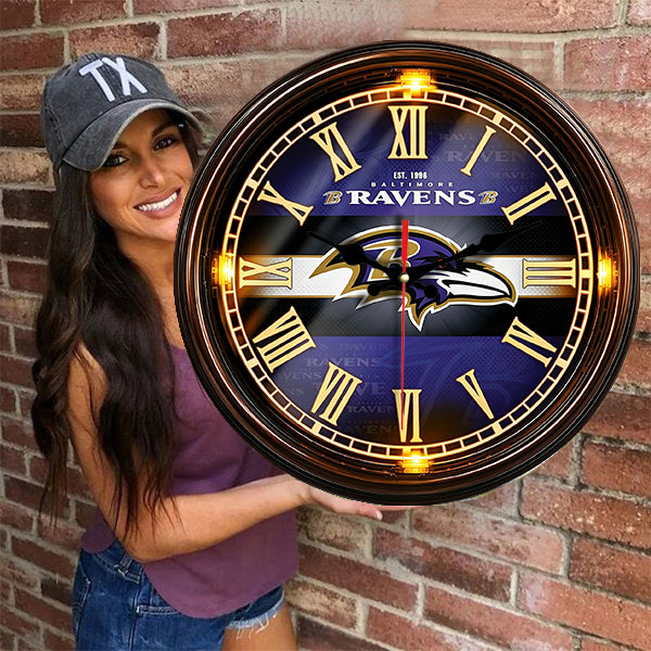 Baltimore Ravens Wooden Wall Clock
