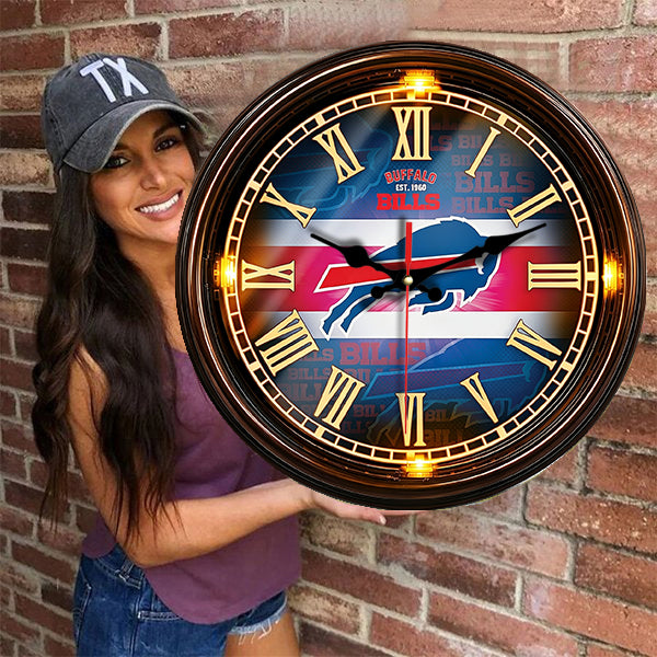 Buffalo Bills Wooden Wall Clock