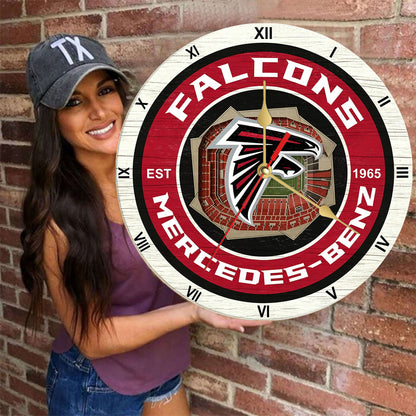 Personalized Custom Atlanta Falcons Wooden Wall Clock