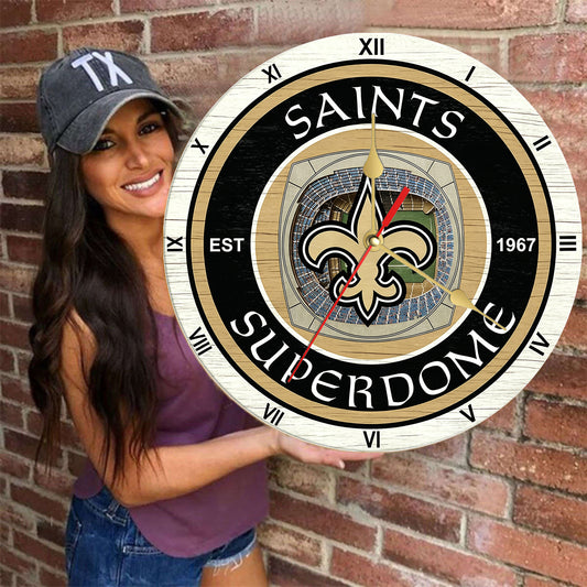 Personalized Custom New Orleans Saints Wooden Wall Clock