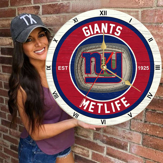 Personalized Custom New York Giants Wooden Wall Clock