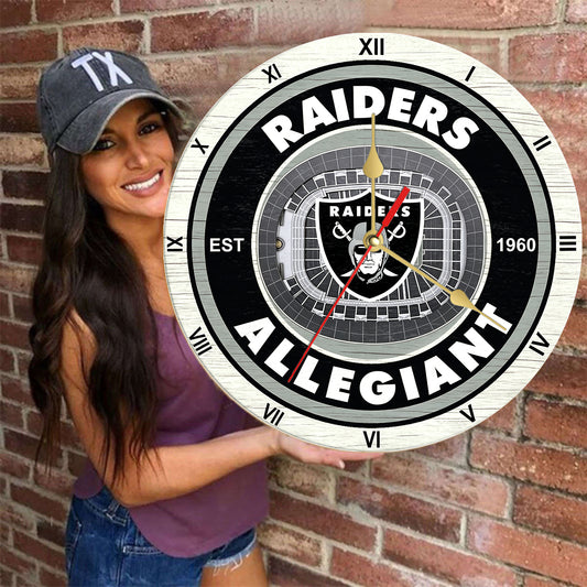 Personalized Custom Las Vegas Raiders Wooden Wall Clock