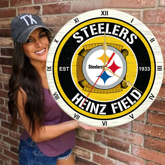 Personalized Custom Pittsburgh Steelers Wooden Wall Clock