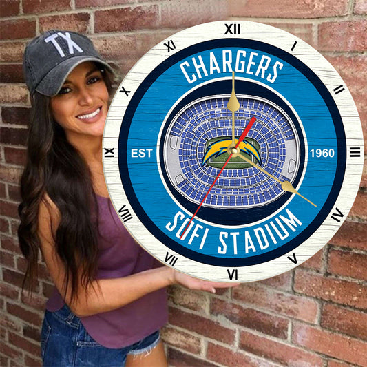 Personalized Custom San Diego Chargers Wooden Wall Clock