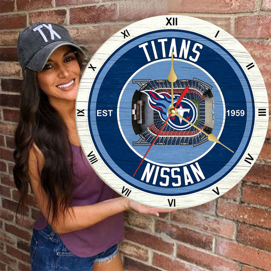 Personalized Custom Tennessee Titans Wooden Wall Clock