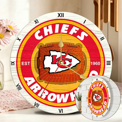 Personalized Custom Kansas City Chiefs Wooden Wall Clock