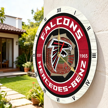 Personalized Custom Atlanta Falcons Wooden Wall Clock