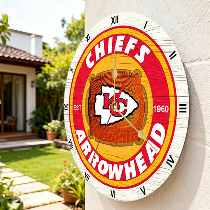 Personalized Custom Kansas City Chiefs Wooden Wall Clock