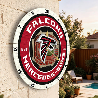 Personalized Custom Atlanta Falcons Wooden Wall Clock