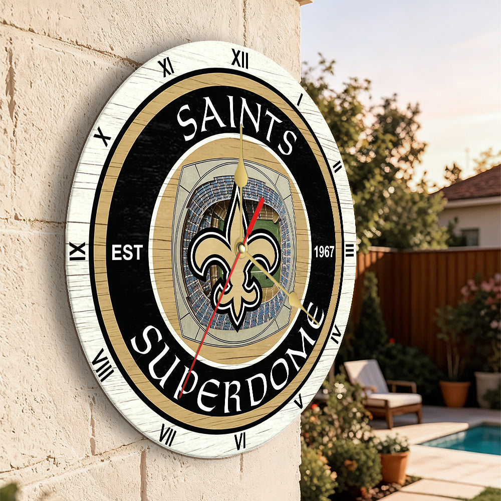 Personalized Custom New Orleans Saints Wooden Wall Clock