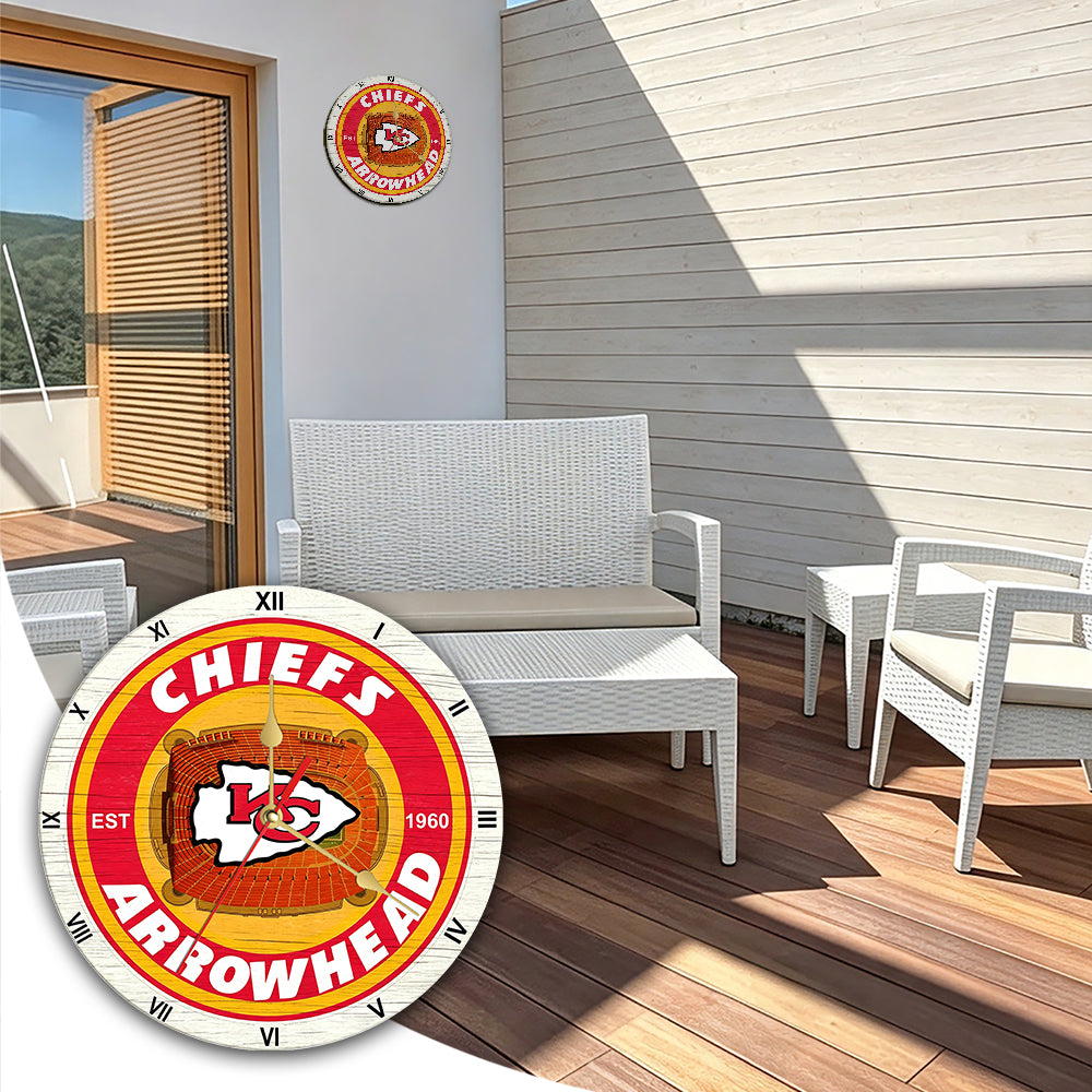 Personalized Custom Kansas City Chiefs Wooden Wall Clock