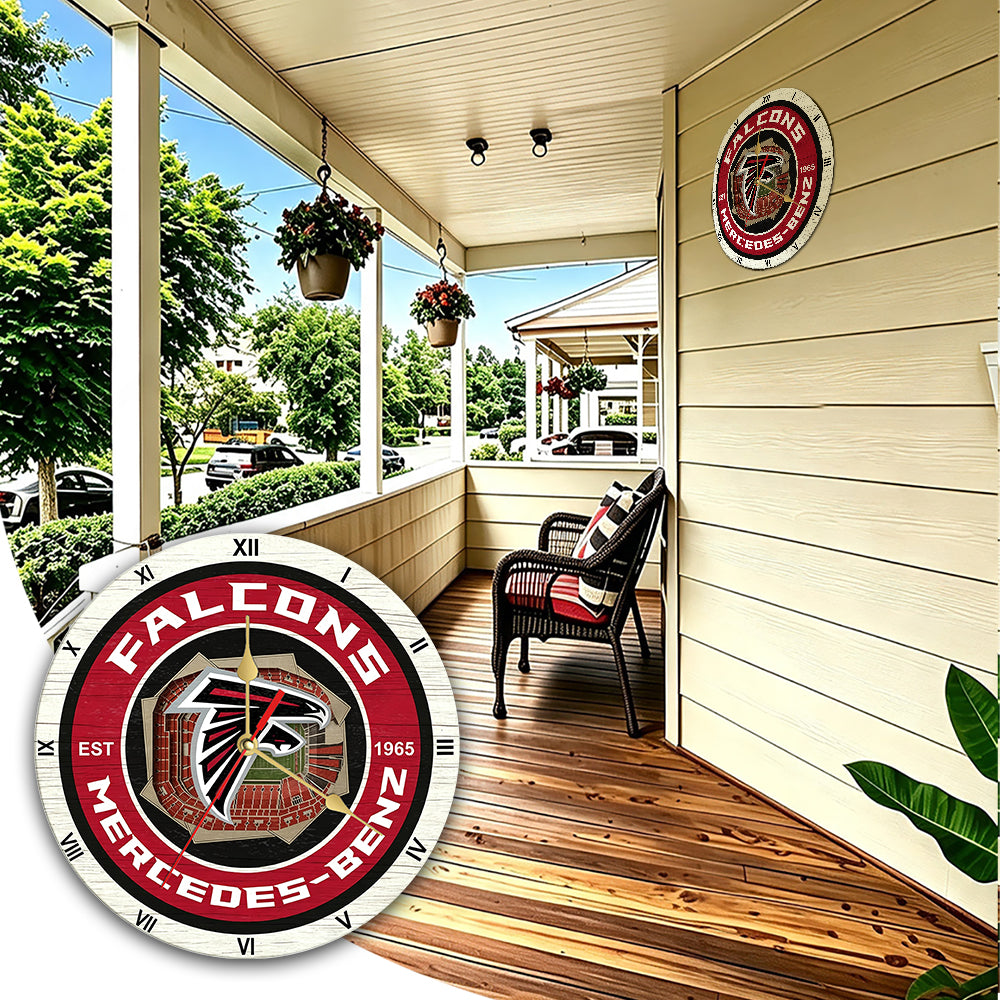 Personalized Custom Atlanta Falcons Wooden Wall Clock