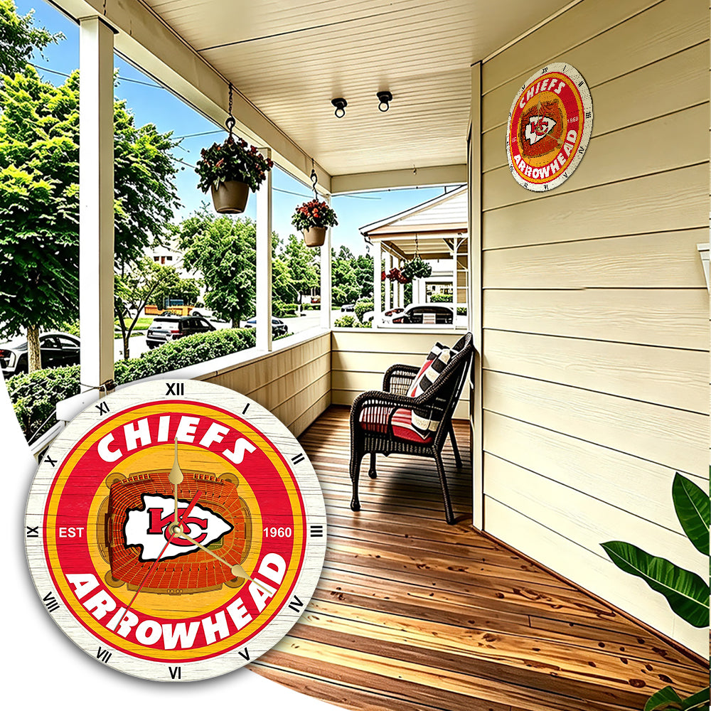 Personalized Custom Kansas City Chiefs Wooden Wall Clock