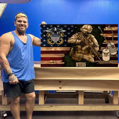 Personalized Wood Military Soldier Flag Board